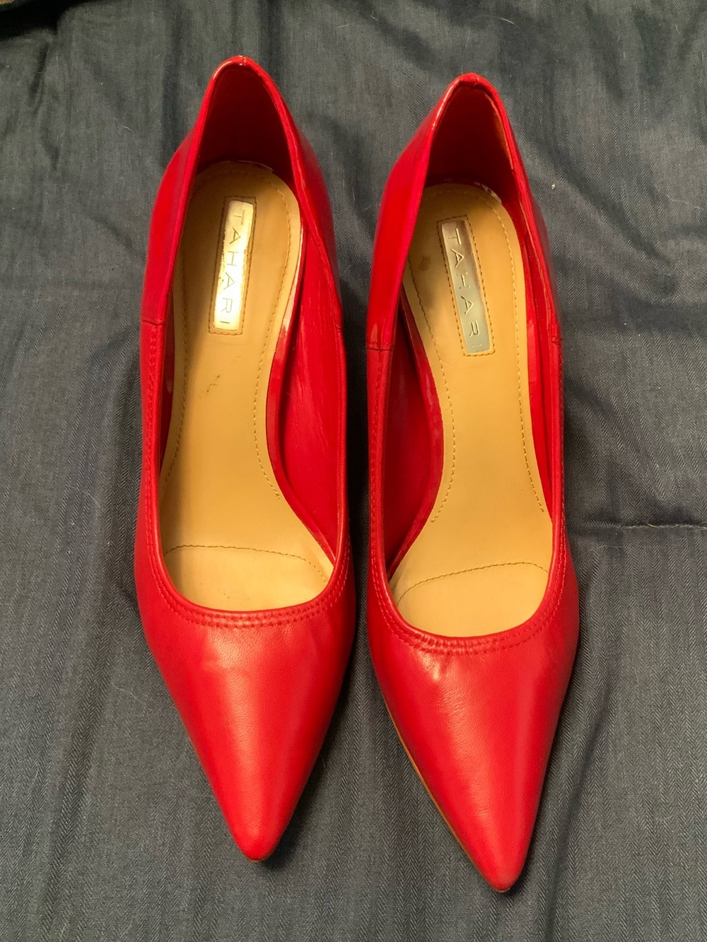 Tahari Peyton Red Patent Leather Pointed Toe Stiletto Pumps Size 7.5M